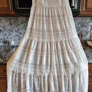 Eliza J Tiered Boho Maxi Dress in Ivory